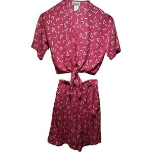 Hot Pink Vintage 80s Co-Ord Two Piece Set| Size S/M